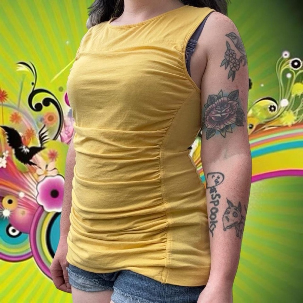 vintage y2k ruched tank top - theory, sz md. no flaws!